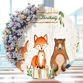 Aperturee - Round Safari Wooden Themed Happy Birthday Backdrop